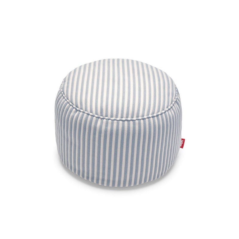 Fatboy Point Terry Small Pouf, Suitable for Indoor Use, Use as a Side Table or Luxury Ottoman (35 x 50 cm, Blizzard Blue Creme) - Image 1